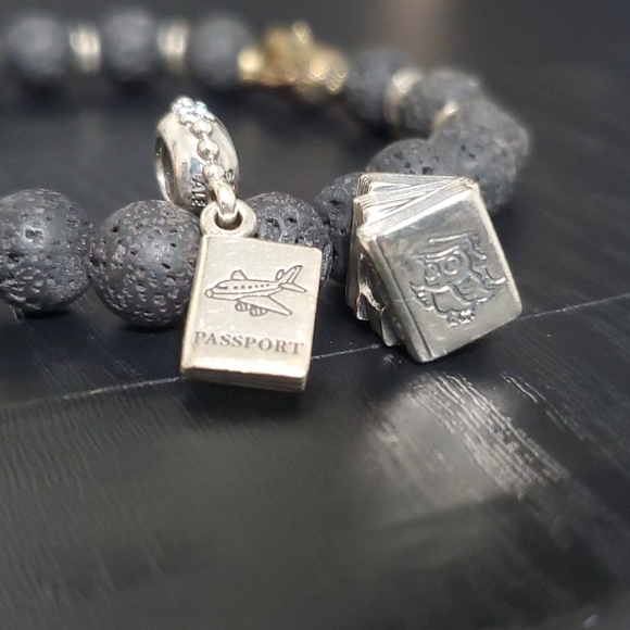 Book charm + passport charm